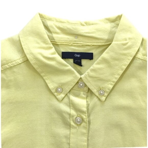 Gap cotton yellow button down shirt, Size LP - Picture 3 of 6